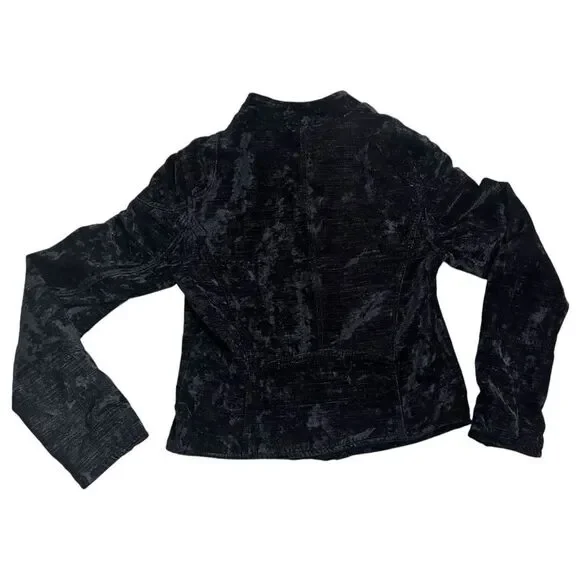 Free People Women's Dusk Till Dawn Velvet Moto Jacket Size Small Black Military